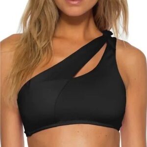 BECCA Bikini Top, One Shoulder, Black, Size L, NWT